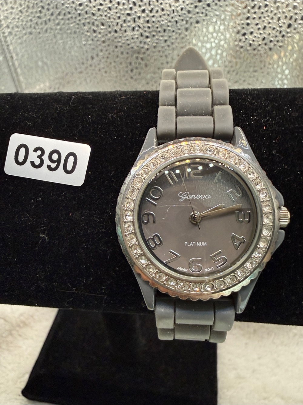 Geneva Gray Crystal Bezel Women's Watch